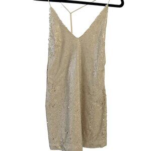 SEQUIN SPAGHETTI STRAP DRESS, T BACK (RETAIL $75)